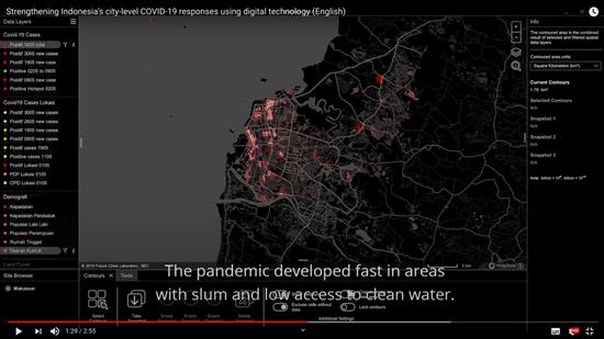 未来城市实验室的数据显示，在贫民窟和缺少清洁水源的区域，病毒扩散迅速。图片来源 未来城市实验室视频截图